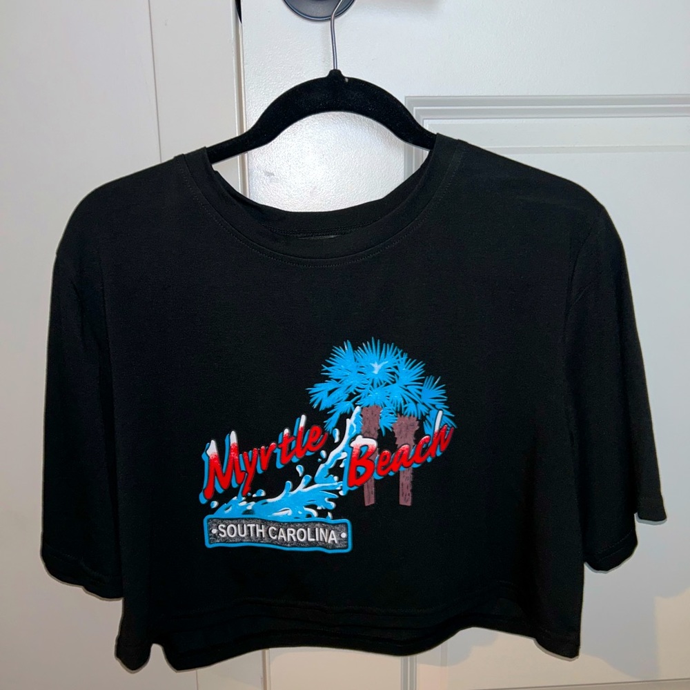 Black Graphic Crop Top - Size XL - Never Worn